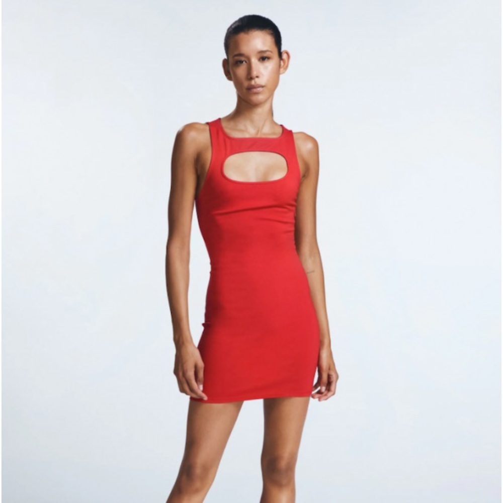 Red mini dress with cutout